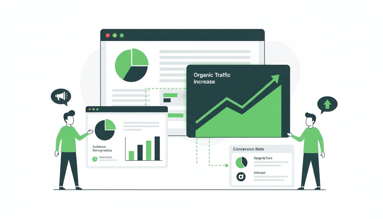 Measuring SEO ROI with SparkToro audience data showing correlation between audience insights and traffic growth