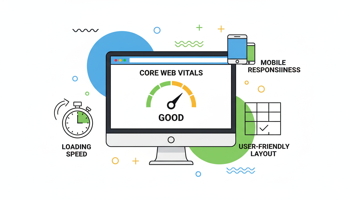 Core Web Vitals Performance Optimization - website dashboard showing good performance scores