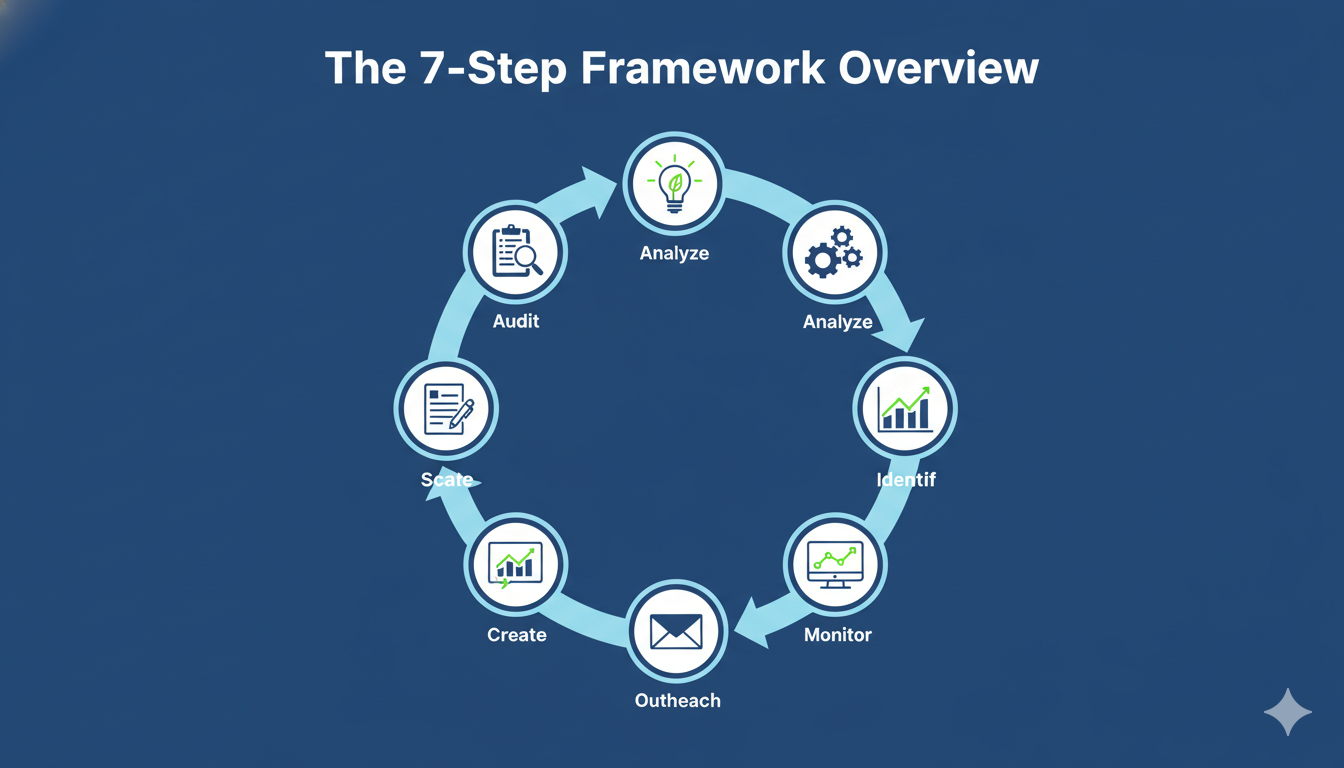 7-step framework diagram for building quality backlinks